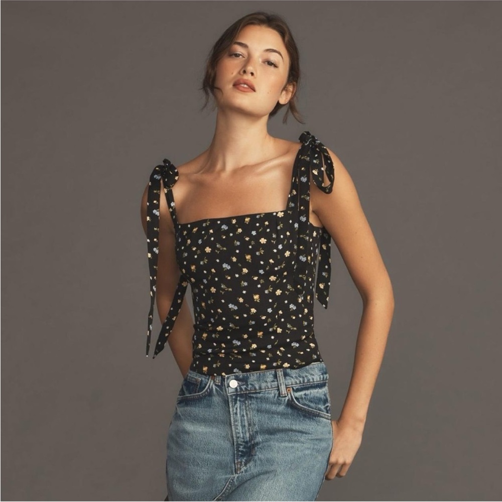 Reformation Black Ellora Tie strap top size 4